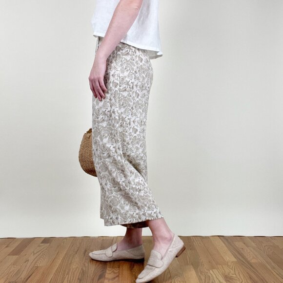 Vintage Coastal Wide Leg Crop Trouser Pants High Waisted Old Money Quiet Luxury - Picture 2 of 7